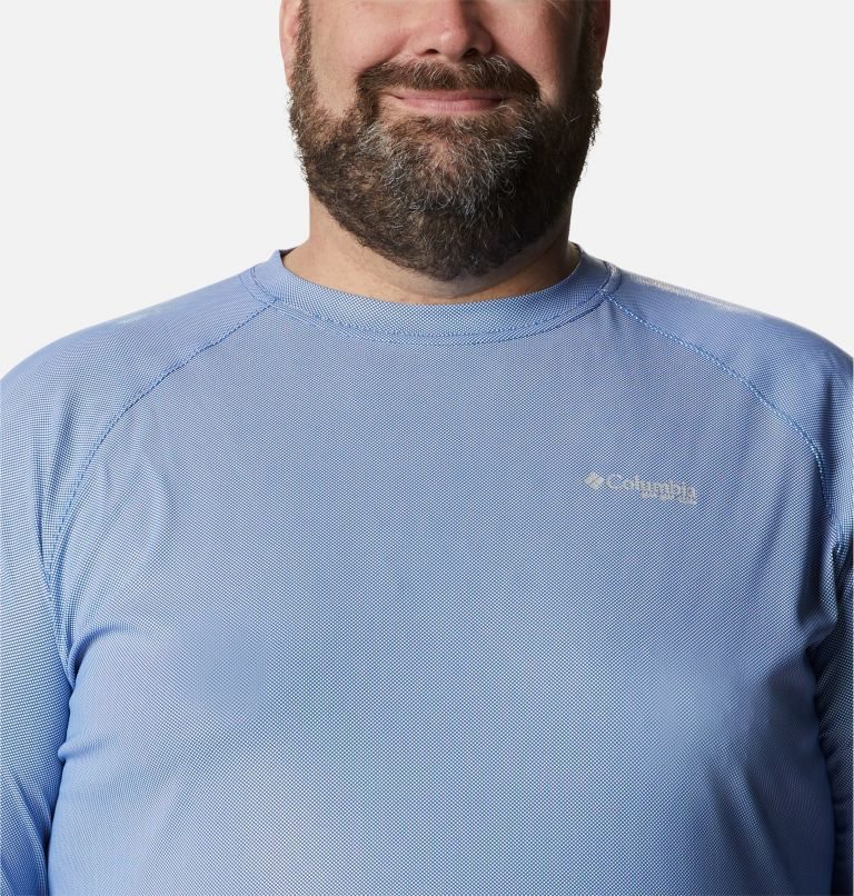 Men's Columbia PFG Terminal Deflector Long Sleeve Sweatshirts Light Blue | Plus Size CA-Y6180